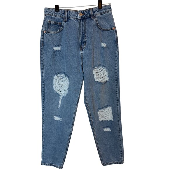 2/$30 NWT PrettyLittleThing Size 6 Distressed Blue Mom Jeans - Picture 6 of 16